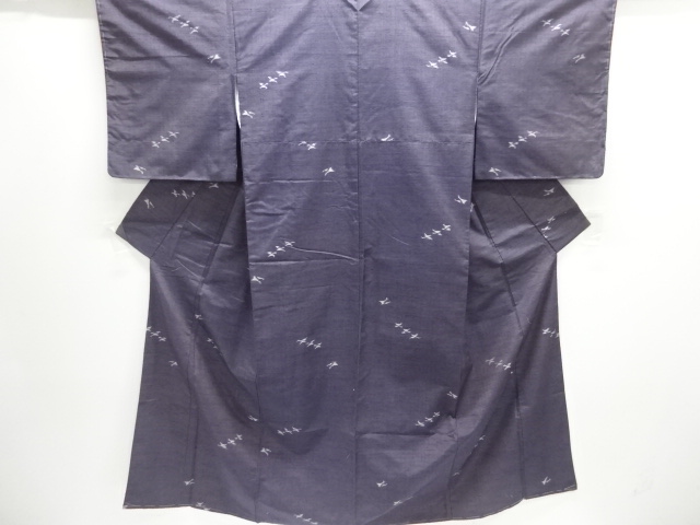 JAPANESE KIMONO / UNUSED / SILK / HAND WOVEN TSUMUGI / ABSTRACT BIRDS